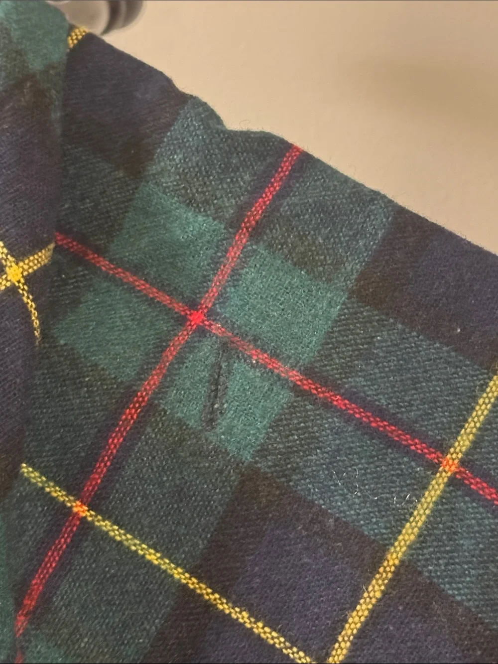Plaid Neck Scarf - Green/Navy Windowpane 37.M